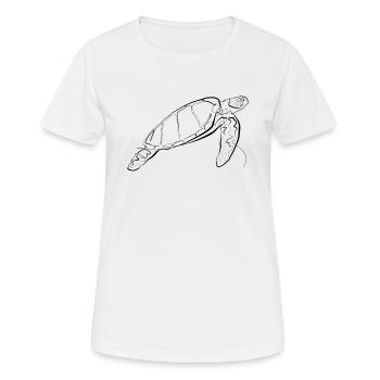 Tortue - one line drawing - T-shirt respirant Femme - blanc - Devant - AI Model Female 172 dark (172cm)
