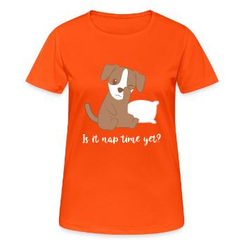 Jack Russel - Sommeil - Fatigué - Somnolent - T-shirt respirant Femme - orange néon - Devant - AI Model Female 172 dark (172cm)