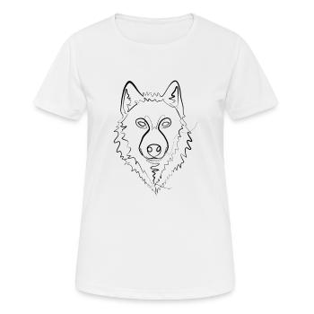Wolf - one line drawing - T-shirt respirant Femme - blanc - Devant - AI Model Female 172 dark (172cm)