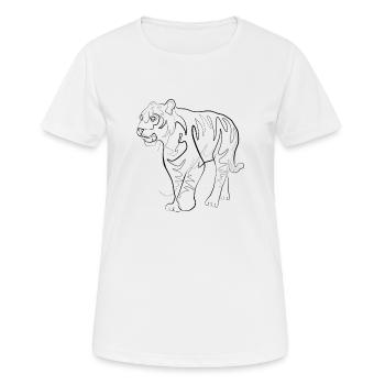 Tiger - one line drawing - T-shirt respirant Femme - blanc - Devant - AI Model Female 172 dark (172cm)