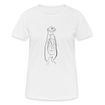 Suricate - one line drawing - T-shirt respirant Femme - blanc - Devant - AI Model Female 172 dark (172cm)