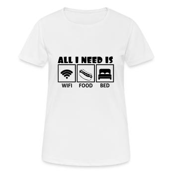 Lit de nourriture wifi - T-shirt respirant Femme - blanc - Devant - AI Model Female 172 dark (172cm)