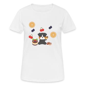 Bernese Mountain Dog - Dürrbächler - Manger - grignoter - T-shirt respirant Femme - blanc - Devant - AI Model Female 172 dark (172cm)