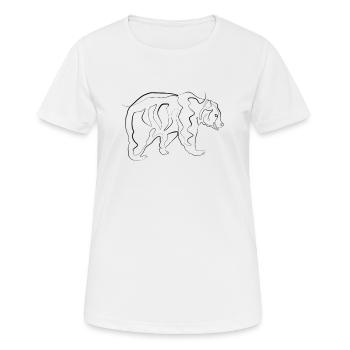 Ours - one line drawing - T-shirt respirant Femme - blanc - Devant - AI Model Female 172 dark (172cm)