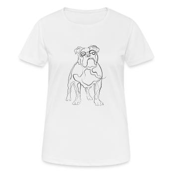 Bulldog - one line drawing - T-shirt respirant Femme - blanc - Devant - AI Model Female 172 dark (172cm)