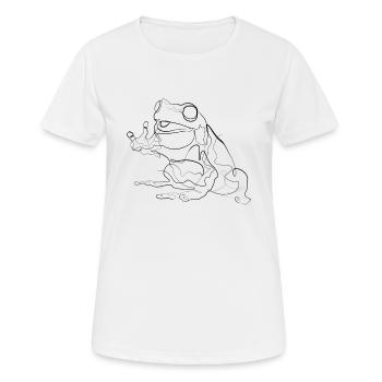Grenouille - one line drawing - T-shirt respirant Femme - blanc - Devant - AI Model Female 172 dark (172cm)