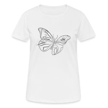 Papillon - one line drawing - T-shirt respirant Femme - blanc - Devant - AI Model Female 172 dark (172cm)