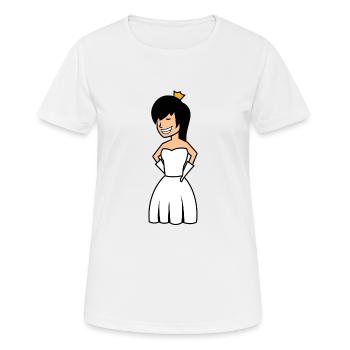 MARIÉE AVEC ROBE DE MARIÉE COURONNE ENTERREMENT DE VIE DE GARÇON - T-shirt respirant Femme - blanc - Devant - AI Model Female 172 dark (172cm)