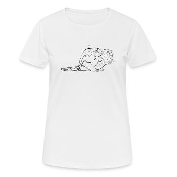 Castor - one line drawing - T-shirt respirant Femme - blanc - Devant - AI Model Female 172 dark (172cm)