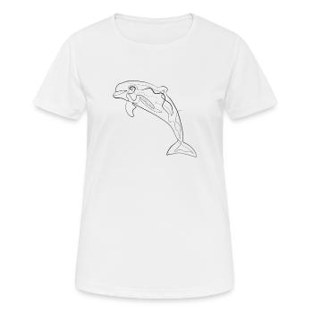 Dauphin - one line drawing - T-shirt respirant Femme - blanc - Devant - AI Model Female 172 dark (172cm)