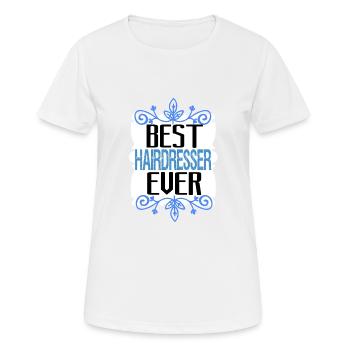 Jupe de coiffeur! - T-shirt respirant Femme - blanc - Devant - AI Model Female 172 dark (172cm)