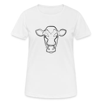 Vache - one line drawing - T-shirt respirant Femme - blanc - Devant - AI Model Female 172 dark (172cm)