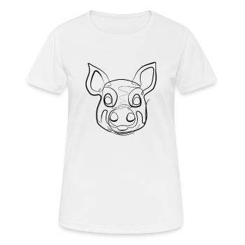 Porc - one line drawing - T-shirt respirant Femme - blanc - Devant - AI Model Female 172 dark (172cm)