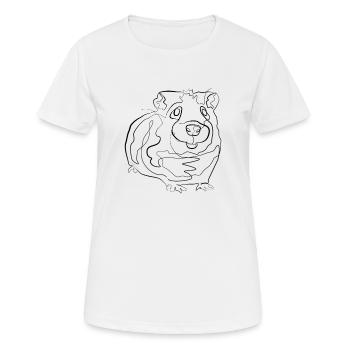 Cobaye - one line drawing - T-shirt respirant Femme - blanc - Devant - AI Model Female 172 dark (172cm)