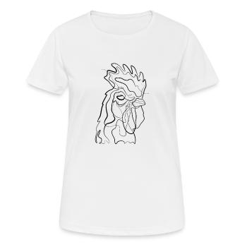 Coq - one line drawing - T-shirt respirant Femme - blanc - Devant - AI Model Female 172 dark (172cm)