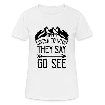 Travel - Frauen T-Shirt atmungsaktiv - Weiß - Vorne - AI Model Female 172 dark (172cm)