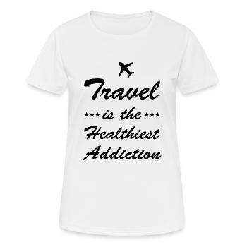 Travel - Frauen T-Shirt atmungsaktiv - Weiß - Vorne - AI Model Female 172 dark (172cm)