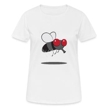 Crazy Housefly Fliege Insekt lustiges Design - Frauen T-Shirt atmungsaktiv - Weiß - Vorne - AI Model Female 172 dark (172cm)