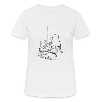 Patins - one line drawing - T-shirt respirant Femme - blanc - Devant - AI Model Female 172 dark (172cm)