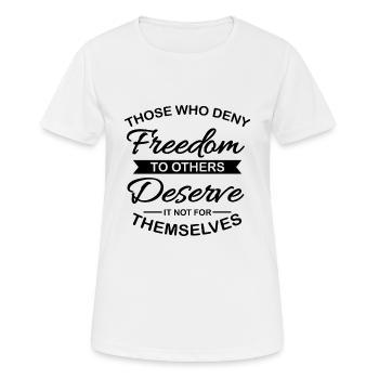 liberté - T-shirt respirant Femme - blanc - Devant - AI Model Female 172 dark (172cm)