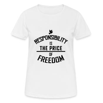 liberté - T-shirt respirant Femme - blanc - Devant - AI Model Female 172 dark (172cm)