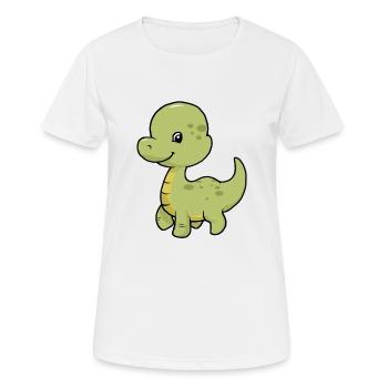 Petit bébé Dino - T-shirt respirant Femme - blanc - Devant - AI Model Female 172 dark (172cm)
