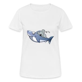 Koala Riding Shark Drôle Tendance - T-shirt respirant Femme - blanc - Devant - AI Model Female 172 dark (172cm)