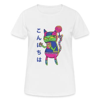 joli chat fou avec loli abstrait coloré - T-shirt respirant Femme - blanc - Devant - AI Model Female 172 dark (172cm)