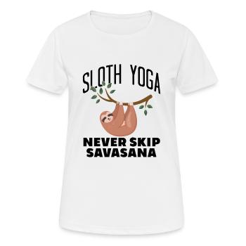 Sloth Yoga Never Skip Savasana - Frauen T-Shirt atmungsaktiv - Weiß - Vorne - AI Model Female 172 dark (172cm)