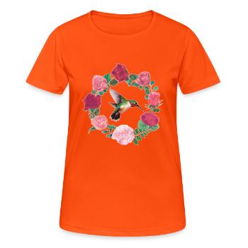 Chemise Colibri Femme Roses Oiseau Cadeau Colibri - T-shirt respirant Femme - orange néon - Devant - AI Model Female 172 dark (172cm)