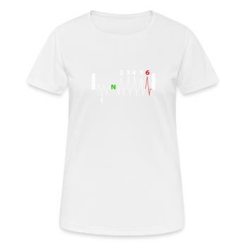 Motorrad Gangschaltung Motorradfahrer Bike Geschen - Frauen T-Shirt atmungsaktiv - Weiß - Vorne - AI Model Female 172 dark (172cm)