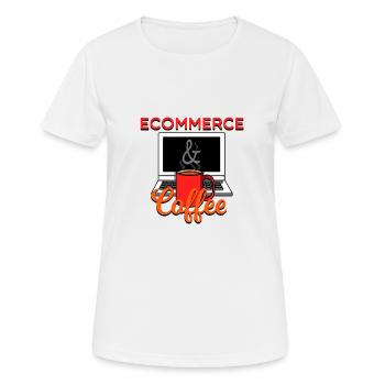 E-commerce & café en ligne cadeau - T-shirt respirant Femme - blanc - Devant - AI Model Female 172 dark (172cm)