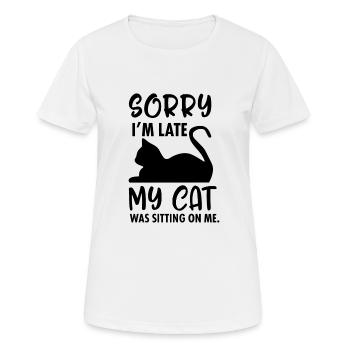 Sorry I'm late - Frauen T-Shirt atmungsaktiv - Weiß - Vorne - AI Model Female 172 dark (172cm)
