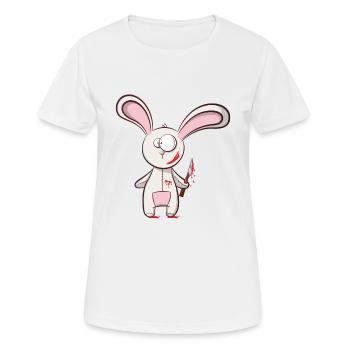 Horror Comic Cartoon Hase - Frauen T-Shirt atmungsaktiv - Weiß - Vorne - AI Model Female 172 dark (172cm)