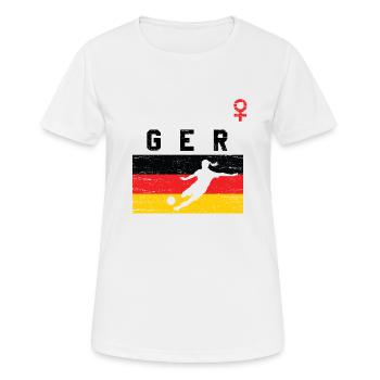 Frauenfussball Deutschland - Frauen T-Shirt atmungsaktiv - Weiß - Vorne - AI Model Female 172 dark (172cm)