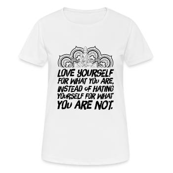 Méditation yoga énonciations du bouddhisme amour de soi - T-shirt respirant Femme - blanc - Devant - AI Model Female 172 dark (172cm)
