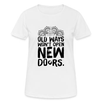 Meditation Yoga Bouddhisme dictons les portes - T-shirt respirant Femme - blanc - Devant - AI Model Female 172 dark (172cm)