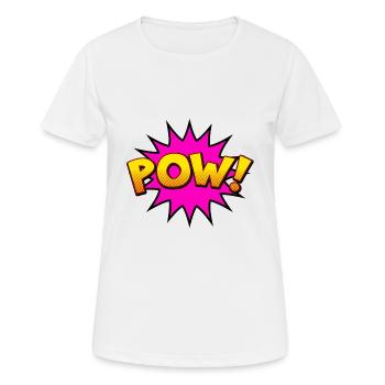 Cartoon Comic Style POW! - Frauen T-Shirt atmungsaktiv - Weiß - Vorne - AI Model Female 172 dark (172cm)
