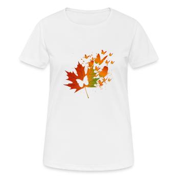 Feuilles forêt automne feuillage cadeau papillon - T-shirt respirant Femme - blanc - Devant - AI Model Female 172 dark (172cm)