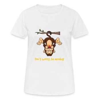 Affe Monkey Äffchen Dont worry Zoologie Geschenk - Frauen T-Shirt atmungsaktiv - Weiß - Vorne - AI Model Female 172 dark (172cm)
