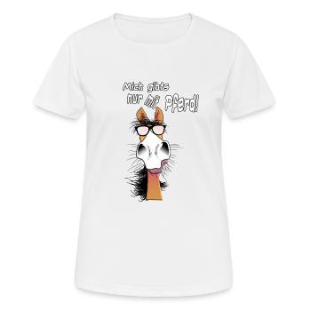 Mich gibts nur mit Pferde - Frauen T-Shirt atmungsaktiv - Weiß - Vorne - AI Model Female 172 dark (172cm)