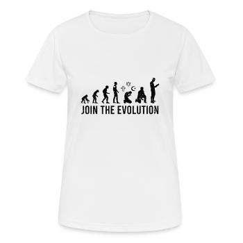 Atheist Evolution gegen alle Religion für Freiheit - Frauen T-Shirt atmungsaktiv - Weiß - Vorne - AI Model Female 172 dark (172cm)