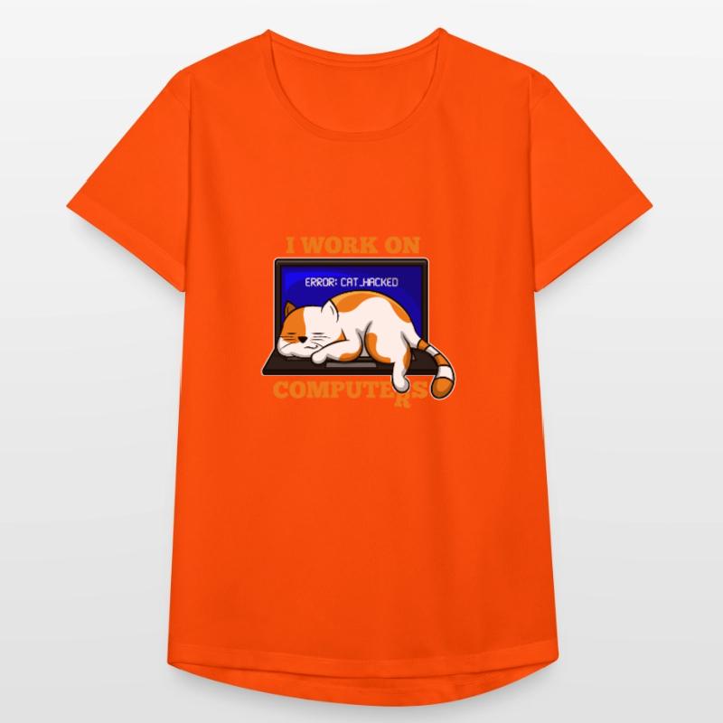 Cat and Computer hacking programmer gift Women's Breathable T-Shirt