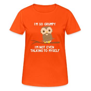 Hibou - Hibou - Caprice - Mauvaise humeur - Rengaine - T-shirt respirant Femme - orange néon - Devant - AI Model Female 172 dark (172cm)