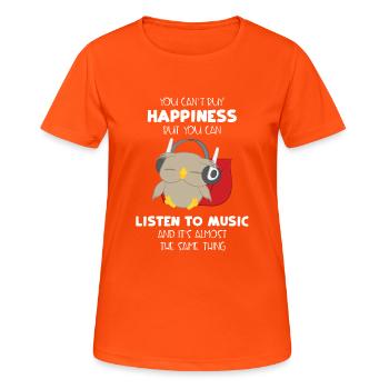 Eule - Eulen - Glück - Musik - Spruch - Frauen T-Shirt atmungsaktiv - Neonorange - Vorne - AI Model Female 172 dark (172cm)