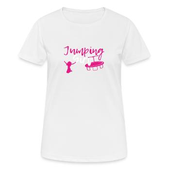 jumping trampoline girl jump jump tramp gift - Women's Breathable T-Shirt - white - Front - AI Model Female 172 dark (172cm)
