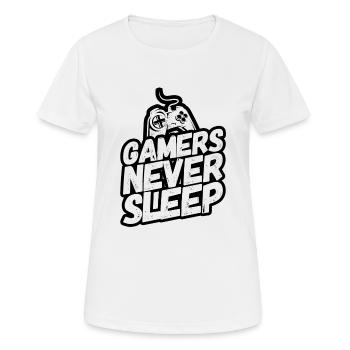 Gamer Gaming Gambling Jeux vidéo Dormir - T-shirt respirant Femme - blanc - Devant - AI Model Female 172 dark (172cm)
