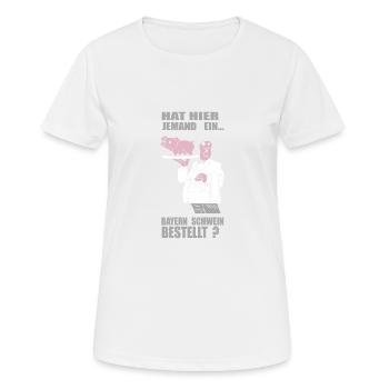 Cadeau bavarois drôle de commande de porc - T-shirt respirant Femme - blanc - Devant - AI Model Female 172 dark (172cm)