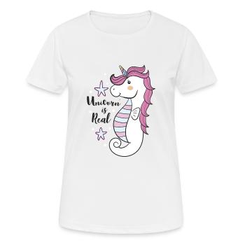 UNICORN IS REAL - Women's Breathable T-Shirt - white - Front - AI Model Female 172 dark (172cm)