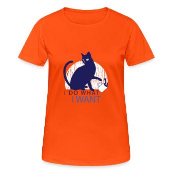 Rebel Cat - Women's Breathable T-Shirt - neon orange - Front - AI Model Female 172 dark (172cm)